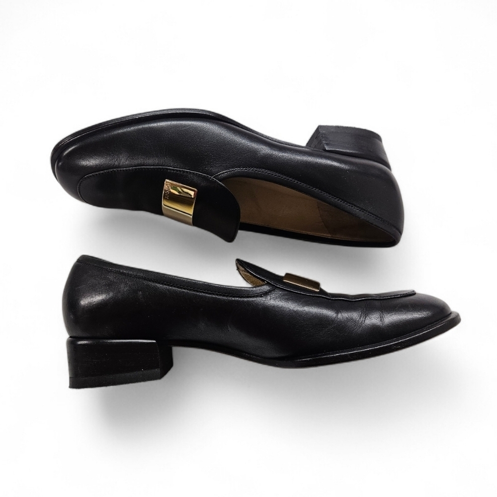 Gucci Black Leather Gold Bar Loafers Size 6 C / 36 C - Picture 6 of 10